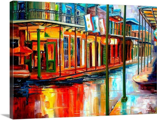 Downpour and Jackson Square Canvas Wall Art Print by Diane Millsap, Home Decor, Street Scene Artwork, Nature Artwork, 24"X18"